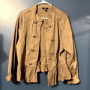Torrid green military style ruffled blazer size 3